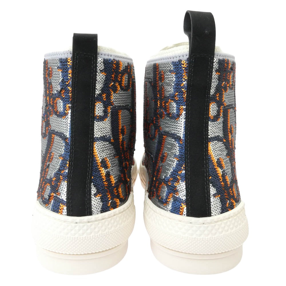 Christian Dior クリスチャンディオール 3SH129Z0Y B23 オブリーク ロゴ 総柄 ハイカット スニーカー シルバー系 ネイビー系 オレンジ系 41【極上美品】【中古】
