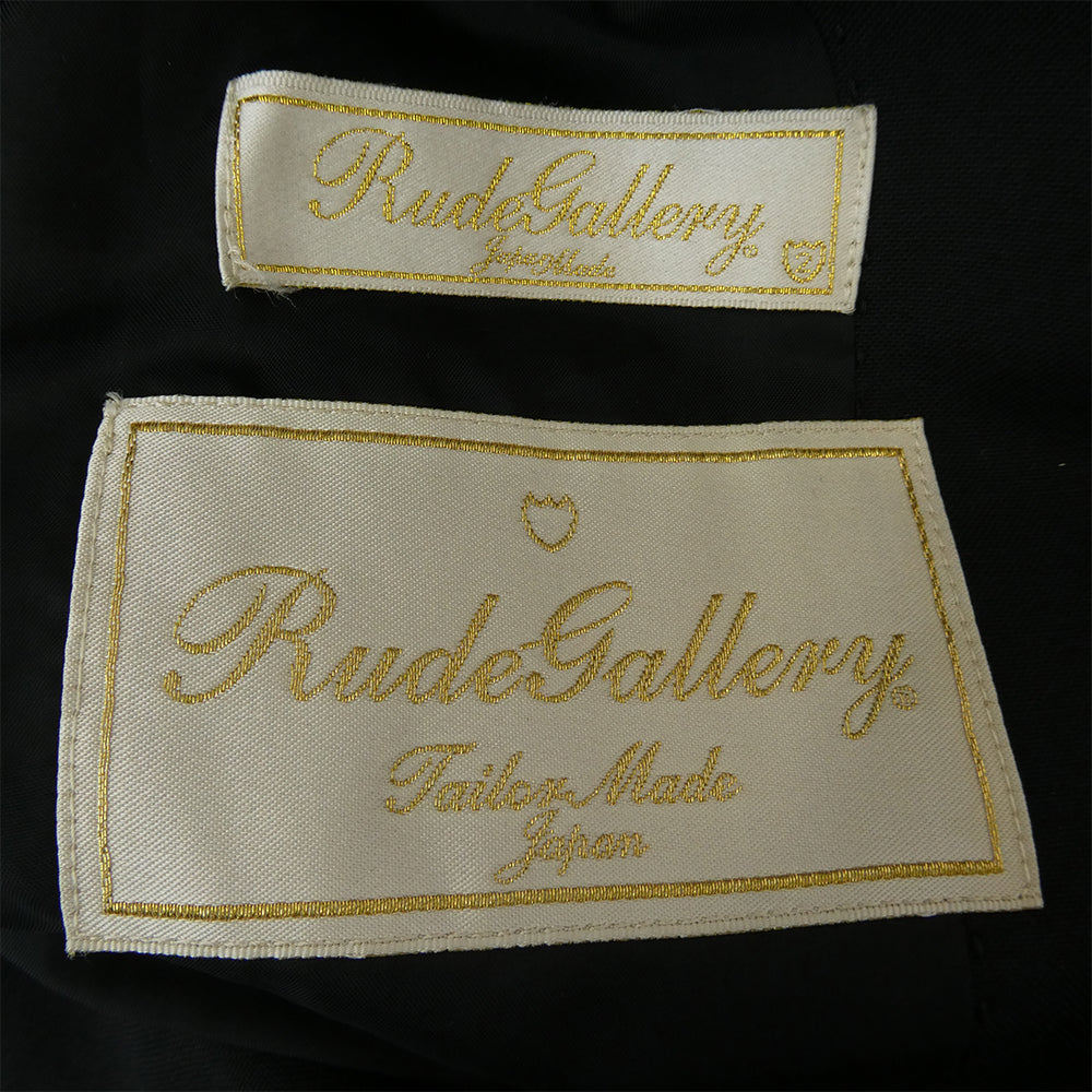 RUDE GALLERY BLACK REBEL ルードギャラリーブラックレーベル 1ボタン 半裏 スーツ セットアップ ブラック系 ジャケット2　パンツ3【中古】