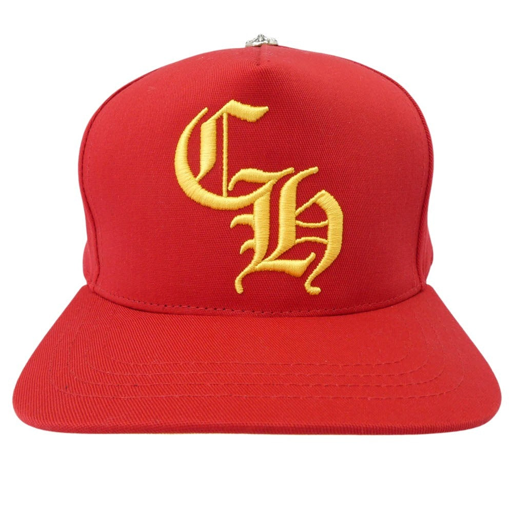 CHROME HEARTS クロムハーツ（原本無） CH HAT CH刺繍 ベースボール キャップ 帽子 レッド系 イエロー系 53-60【極上美品】【中古】