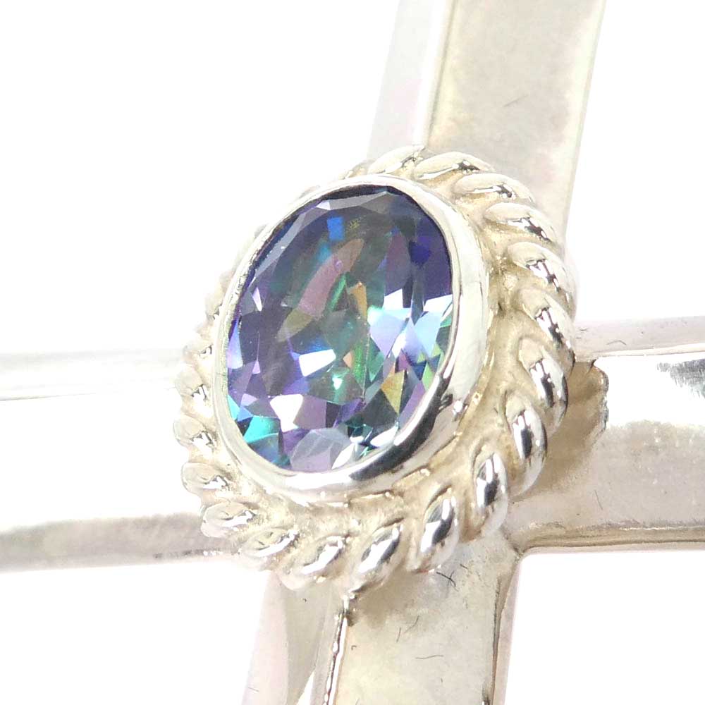 TARO WASHIMI ワシミタロウ 鷲見太郎 ギャランティカード付属 cross pendant eagle eg-05/925 rainbow topaz 6 x 8 cup イーグル付き 銀縄レインボートパーズ クロス ペンダントトップ シルバー系【美品】【中古】