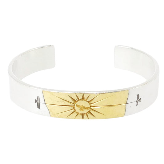 TARO WASHIMI ワシミタロウ 鷲見太郎 ギャランティカード付属 K24太陽 イーグルスタンプ 12mm プレーンバングル Mサイズ シルバー系 ゴールド系【中古】