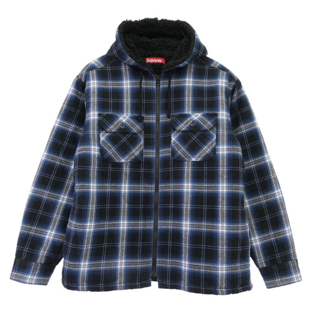 Supreme シュプリーム 25AW Lined Zip Up Hooded Flannel Shirt ラインド ジップ アップ フード フランネル シャツ フーディー パーカー ブルー系 マルチカラー系 S【中古】