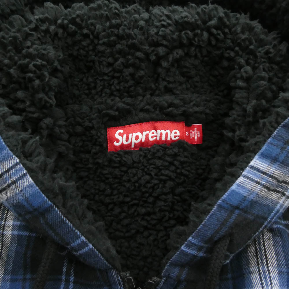 Supreme シュプリーム 25AW Lined Zip Up Hooded Flannel Shirt ラインド ジップ アップ フード フランネル シャツ フーディー パーカー ブルー系 マルチカラー系 S【中古】