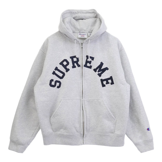 Supreme シュプリーム 24SS Zip Up Hooded Sweatshirt アーチロゴ ジップ アップ フーデッド スウェットシャツ パーカー グレー系 M【中古】