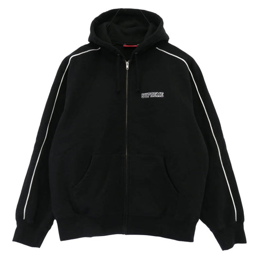 Supreme シュプリーム 24AW State Zip Up Hooded Sweatshirt ステート ジップ アップ フーディー スウェットシャツ パーカー ブラック系 M【中古】
