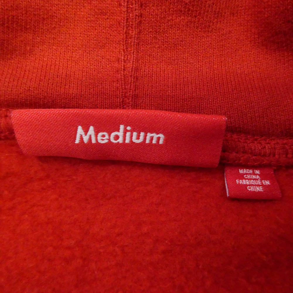 Supreme シュプリーム 25SS Leather Applique Zip Up Hooded Sweatshirt レザー アップリケ ジップアップ フーディー スウェットシャツ パーカー レッド系 M【中古】