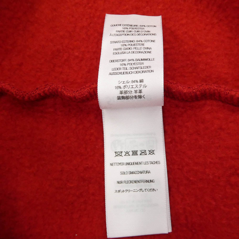 Supreme シュプリーム 25SS Leather Applique Zip Up Hooded Sweatshirt レザー アップリケ ジップアップ フーディー スウェットシャツ パーカー レッド系 M【中古】