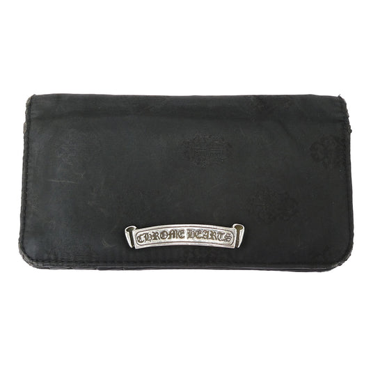 CHROME HEARTS クロムハーツ（原本無） スクロールラベル ナイロンウォレット 札入れ 長財布 ブラック系 シルバー系【中古】