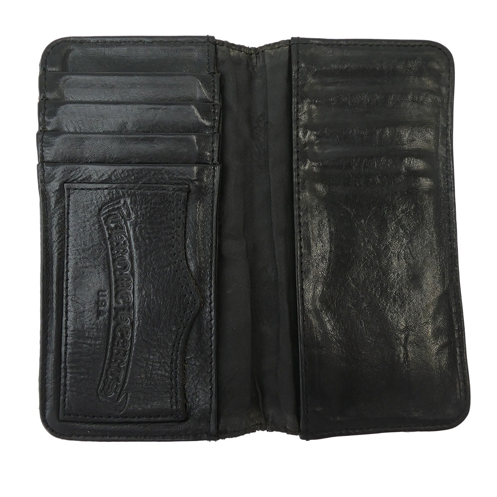 CHROME HEARTS クロムハーツ（原本無） スクロールラベル ナイロンウォレット 札入れ 長財布 ブラック系 シルバー系【中古】