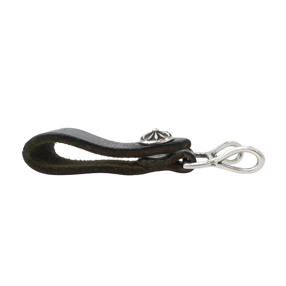 CHROME HEARTS クロムハーツ（原本無） BELT LOOP クロスボールボタン レザー ベルトループ ブラック系 シルバー系【中古】