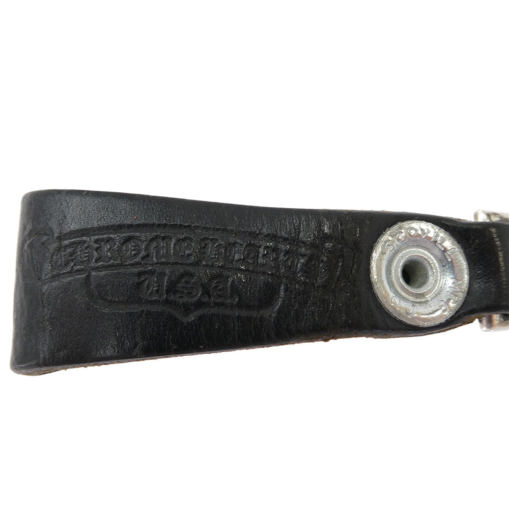 CHROME HEARTS クロムハーツ（原本無） BELT LOOP クロスボールボタン レザー ベルトループ ブラック系 シルバー系【中古】