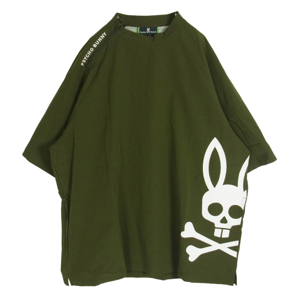 サイコバニー 151-552 ロゴプリント 半袖 モックネック Tシャツ モスグリーン系 XXL【中古】