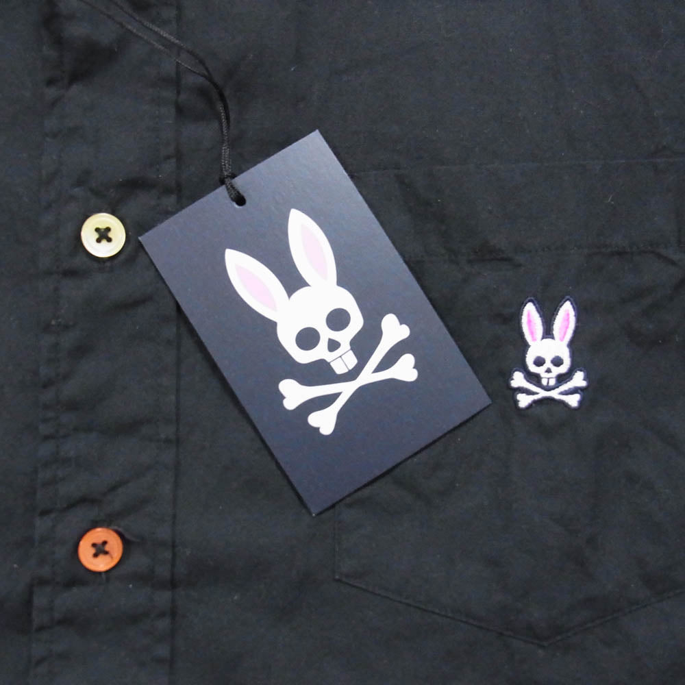 サイコバニー 131-380 ロゴ刺繍 マルチカラーボタン 半袖 シャツ ブラック系 XL【中古】