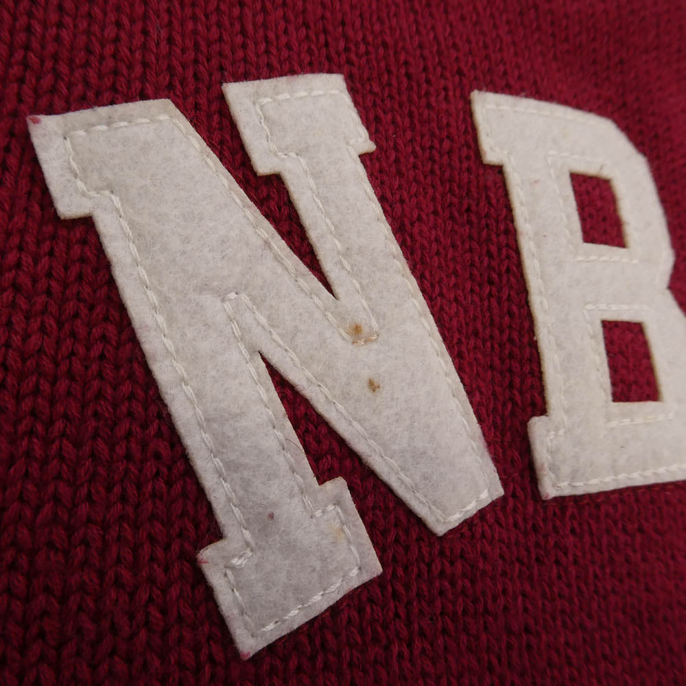 NEIGHBORHOOD ネイバーフッド 15AW 152MANH-KNM04S B.D MF / CW-CREW.LS ウール混 NBHD ロゴワッペン アームボーダー ニット セーター オフホワイト系 レッド系 L【中古】