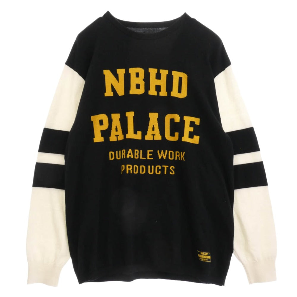 NEIGHBORHOOD ネイバーフッド PALACE パレス 25AW × PALACE KNITTED MOTO TOP パレス ニット モト トップ モトニット セーター ブラック系 オフホワイト系 イエロー系 XL【中古】