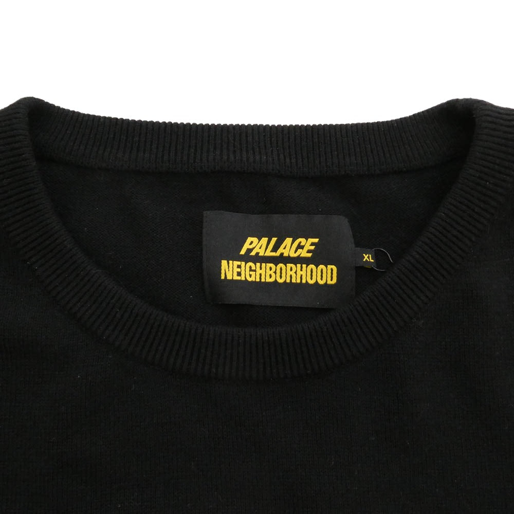 NEIGHBORHOOD ネイバーフッド PALACE パレス 25AW × PALACE KNITTED MOTO TOP パレス ニット モト トップ モトニット セーター ブラック系 オフホワイト系 イエロー系 XL【中古】