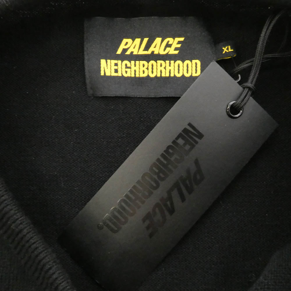 NEIGHBORHOOD ネイバーフッド PALACE パレス 25AW × PALACE KNITTED MOTO TOP パレス ニット モト トップ モトニット セーター ブラック系 オフホワイト系 イエロー系 XL【中古】