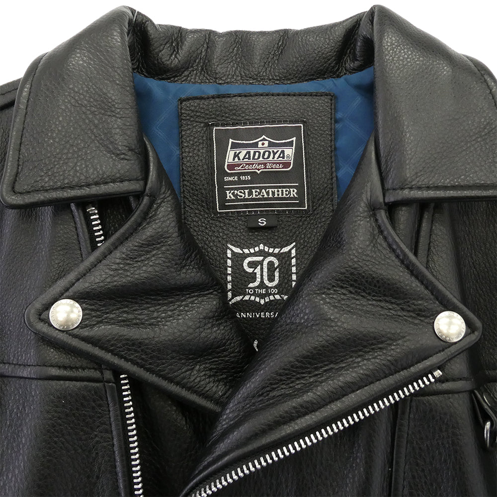 KADOYA カドヤ K'S LEATHER&K'S PRODUCT GERMAN DOUBLE-XC 90周年限定モデル ジャーマン ダブル ライダース ジャケット ブラック系 S【美品】【中古】