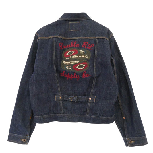 RRL ダブルアールエル LIMTED EDDITION USA製 COWBOY JACKET W/EMB 限定 カウボーイ デニム ネイティブ ロープ刺繍 ジャケット インディゴブルー系 M【美品】【中古】