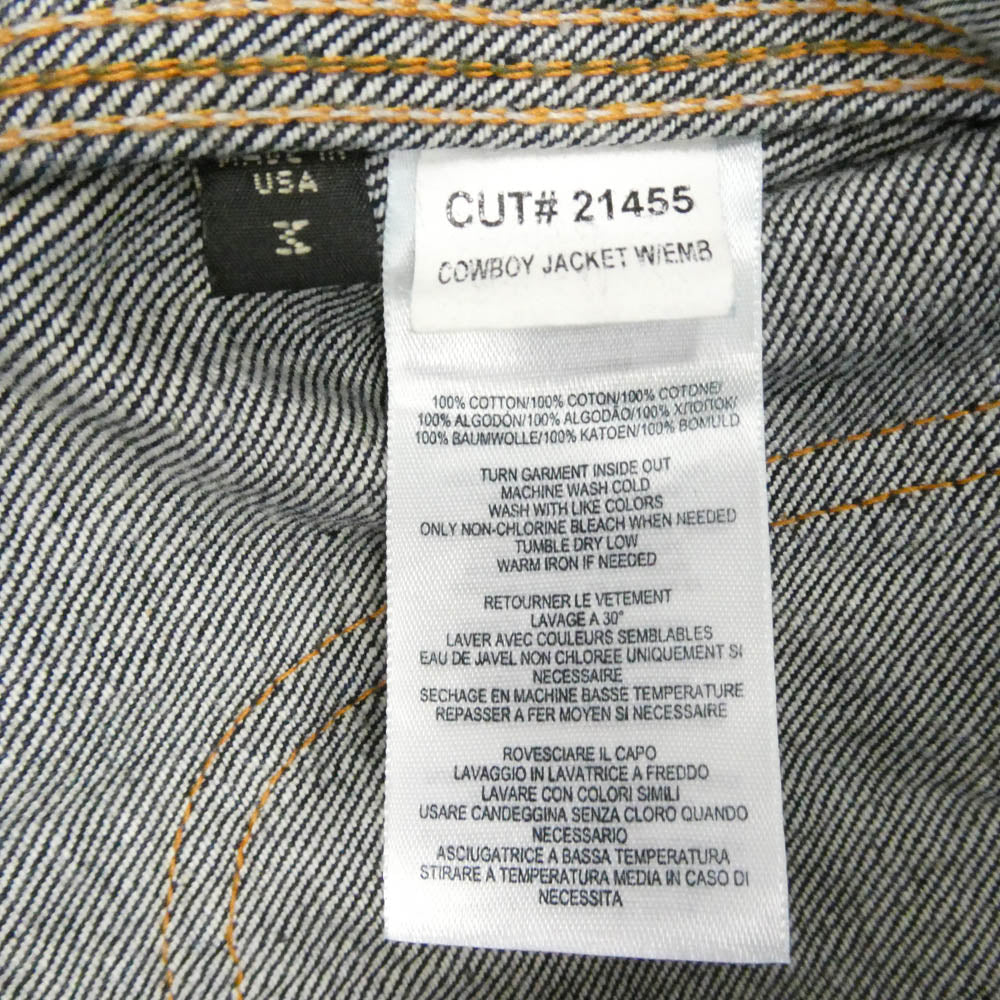 RRL ダブルアールエル LIMTED EDDITION USA製 COWBOY JACKET W/EMB 限定 カウボーイ デニム ネイティブ ロープ刺繍 ジャケット インディゴブルー系 M【美品】【中古】