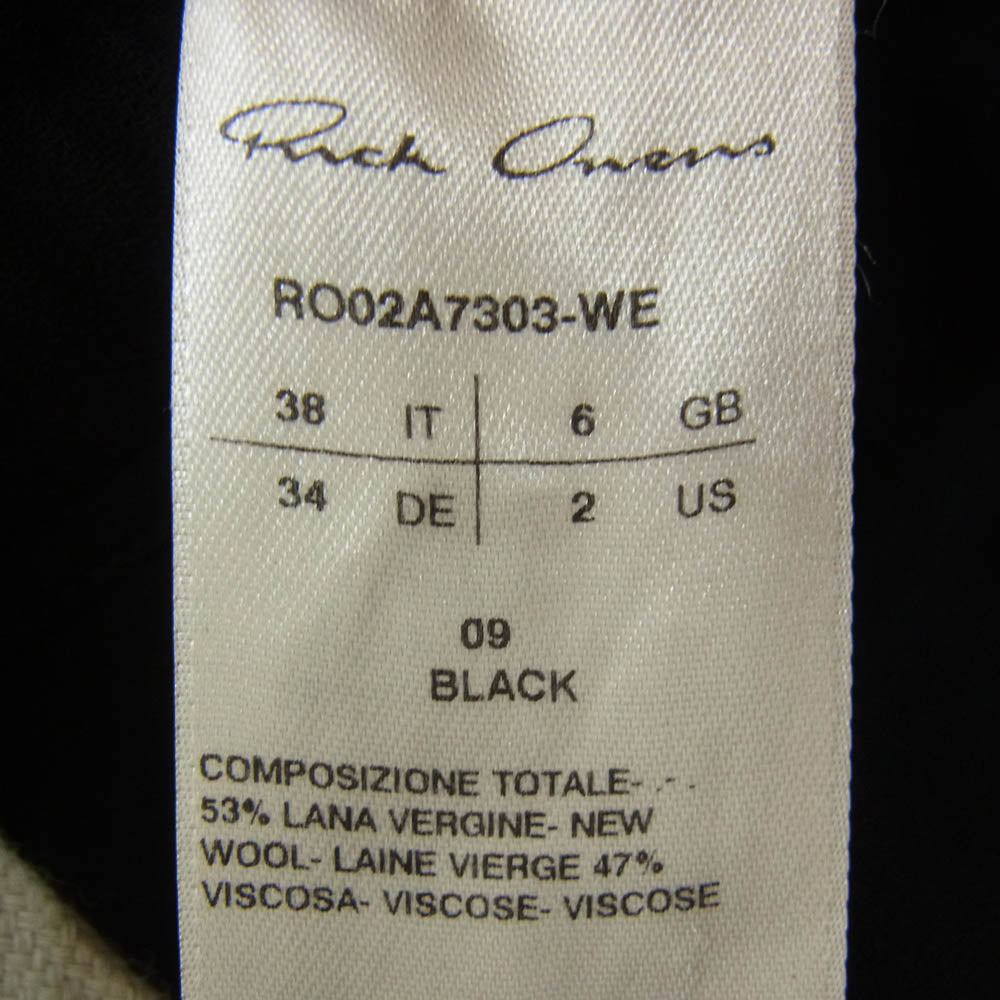 Rick Owens リックオウエンス 21AW RO02A7303‐WE ドローストリング ボタンフライ イージー パンツ ブラック系 38【中古】