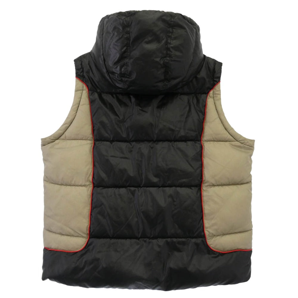 DIESEL ディーゼル 25AW A14406 0DBCH W-OSTEND-SL HOODED PUFFER VEST ロゴ刺繍 ナイロン 中綿 フーデッド ベスト ブラック系 ベージュ系 46【中古】