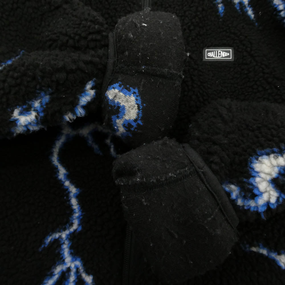 CHALLENGER チャレンジャー 25AW CLG-JK 025-12 THUNDERBOLT BOA HOODIE サンダーボルト ボア ジップアップ フーディー ジャケット ブラック系 M【中古】