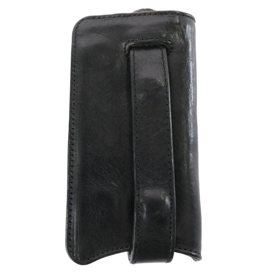 CHROME HEARTS クロムハーツ（原本無） KEY CASE クロスボールボタン レザー キーケース ブラック系 シルバー系【中古】