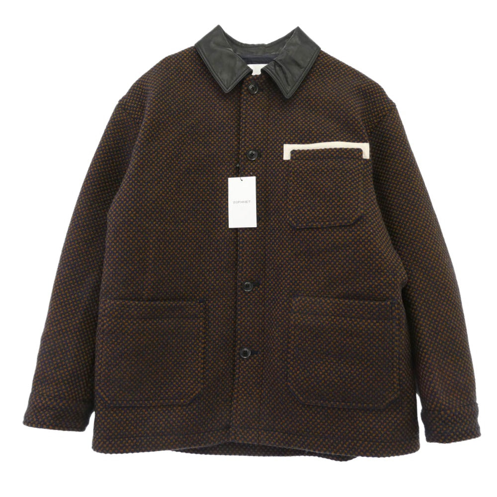 SOPHNET. ソフネット SPNT-252006 LEATHER COLLAR COVERALL / Kvadrat Sisu ブラウン系 ネイビー系 4【極上美品】【中古】