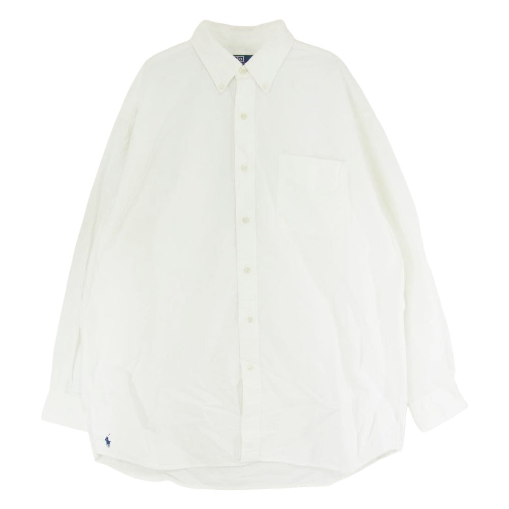 POLO RALPH LAUREN ポロ・ラルフローレン THE BIG FIT 裾ポニーロゴ刺繍 ボタンダウン オーバーサイズ 長袖 シャツ ホワイト系 LG【中古】