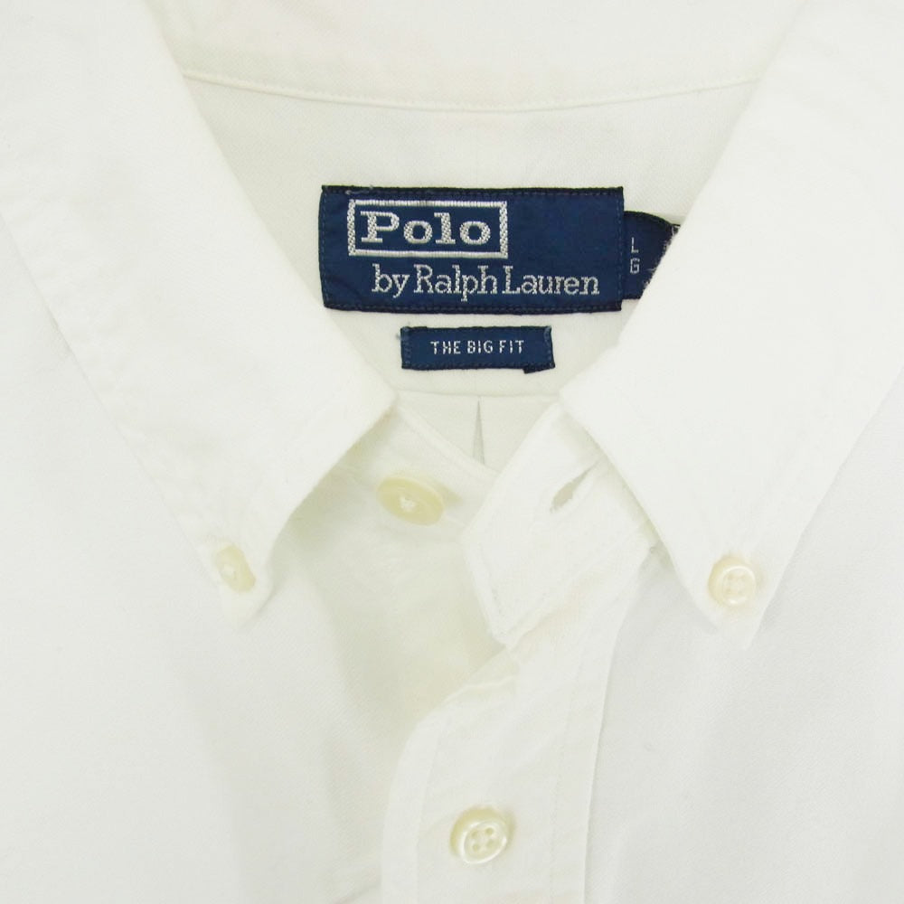 POLO RALPH LAUREN ポロ・ラルフローレン THE BIG FIT 裾ポニーロゴ刺繍 ボタンダウン オーバーサイズ 長袖 シャツ ホワイト系 LG【中古】