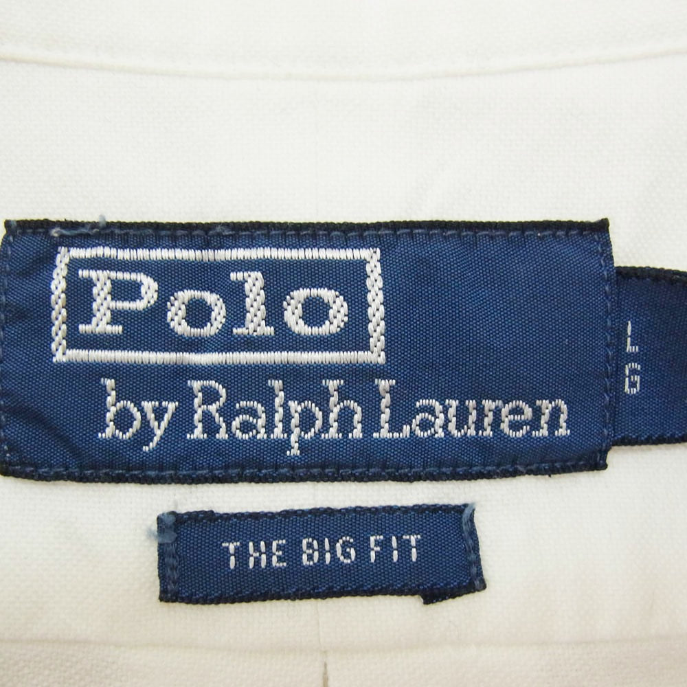 POLO RALPH LAUREN ポロ・ラルフローレン THE BIG FIT 裾ポニーロゴ刺繍 ボタンダウン オーバーサイズ 長袖 シャツ ホワイト系 LG【中古】