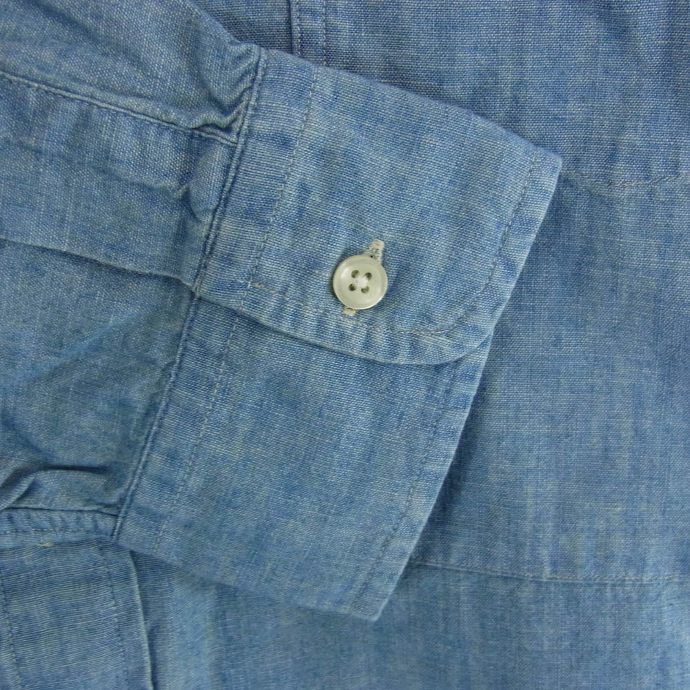 POLO RALPH LAUREN ポロ・ラルフローレン THE BIG FIT 裾ポニーロゴ刺繍 シャンブレー ボタンダウン オーバーサイズ 長袖 シャツ ブルー系 LG【中古】