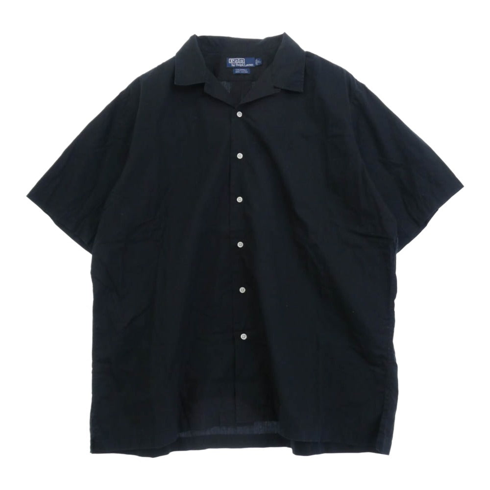 POLO RALPH LAUREN ポロ・ラルフローレン CALDWELL ポニーロゴ刺繍 オーバーサイズ オープンカラー 半袖 シャツ ブラック系 XL【中古】