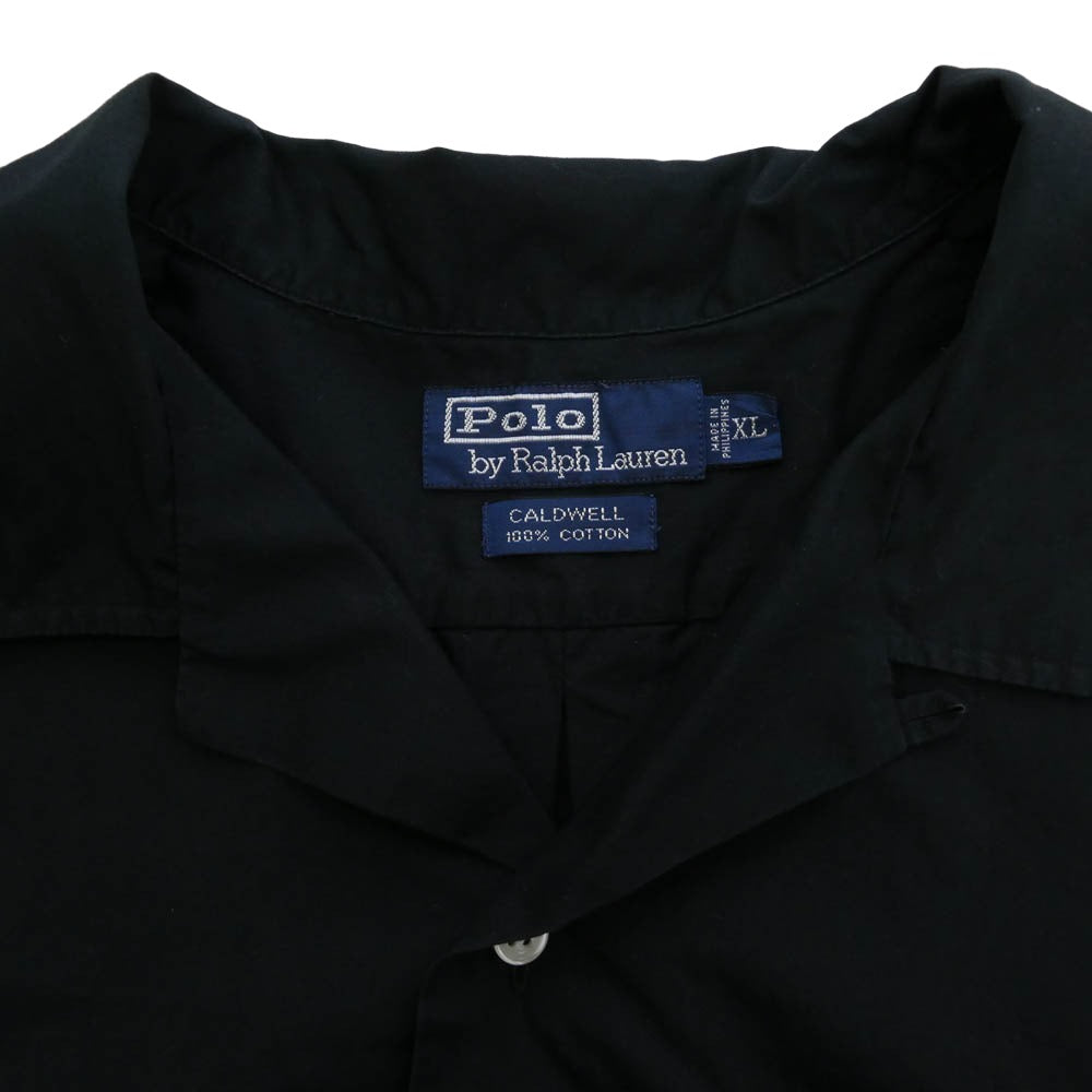 POLO RALPH LAUREN ポロ・ラルフローレン CALDWELL ポニーロゴ刺繍 オーバーサイズ オープンカラー 半袖 シャツ ブラック系 XL【中古】