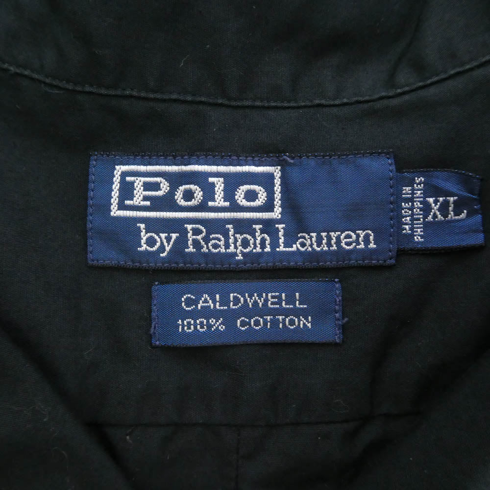 POLO RALPH LAUREN ポロ・ラルフローレン CALDWELL ポニーロゴ刺繍 オーバーサイズ オープンカラー 半袖 シャツ ブラック系 XL【中古】