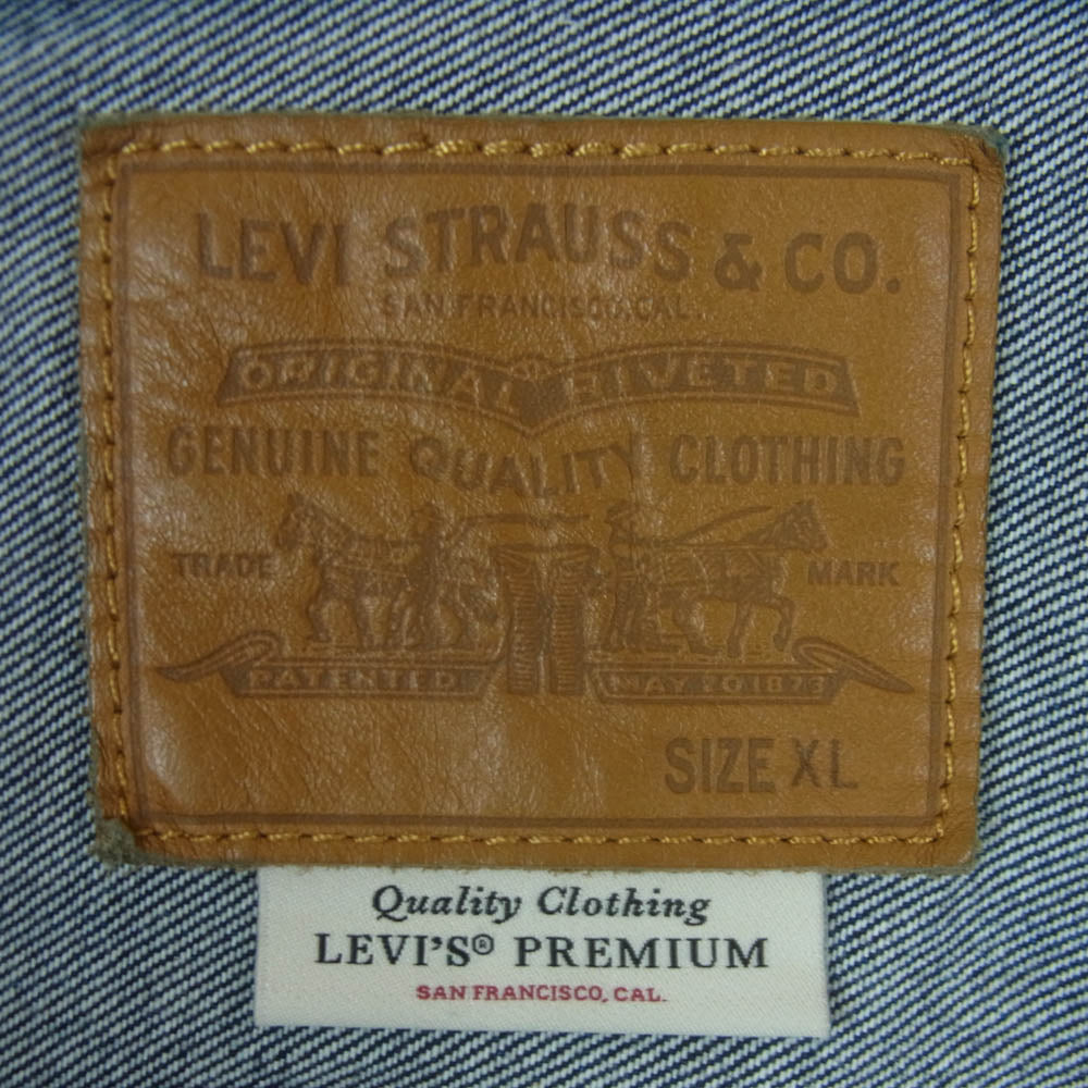 Levi's リーバイス S110784 別注 PREMIUM 1st 復刻 濃紺 プレミアム ファースト ブランクタブ シンチバック デニム ジャケット インディゴブルー系 XL【中古】