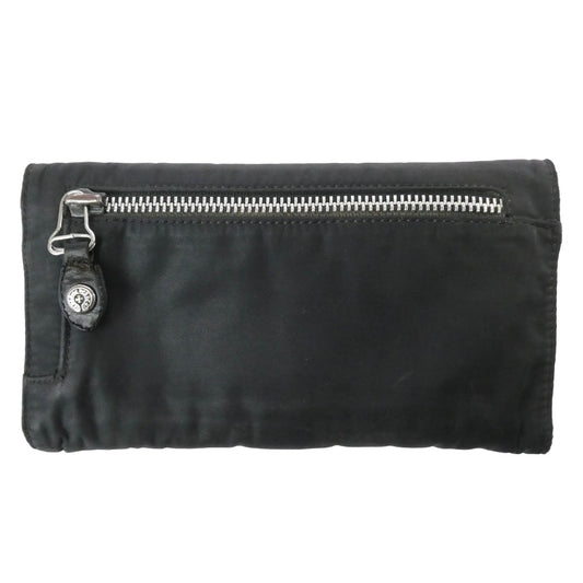 CHROME HEARTS クロムハーツ（原本無） WAVE ウェーブ ホースシューボタン ナイロン ウォレット 財布 ブラック系 シルバー系【中古】