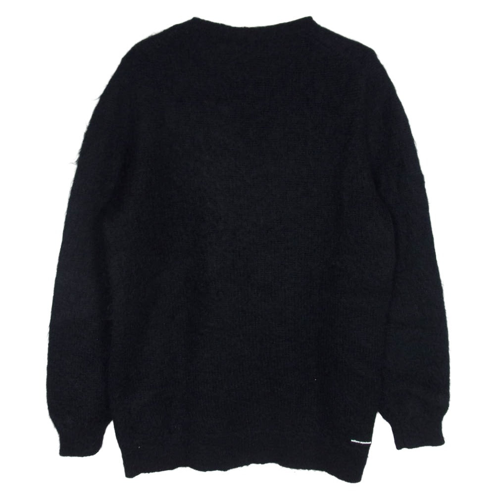 uniform experiment ユニフォームエクスペリメント UE-134092 モヘア混 ラバーロゴ クルーネック ニット ブラック系 2【中古】