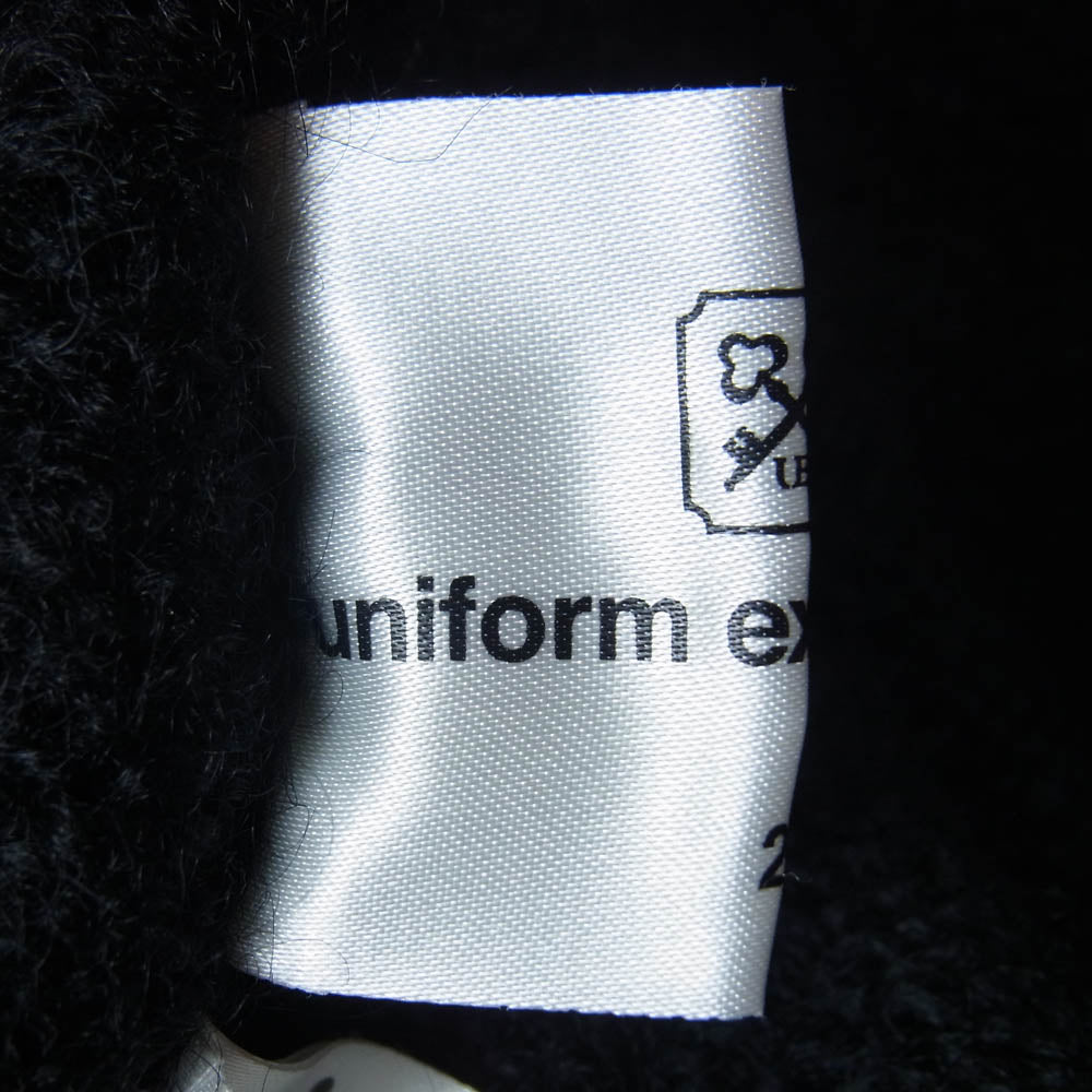 uniform experiment ユニフォームエクスペリメント UE-134092 モヘア混 ラバーロゴ クルーネック ニット ブラック系 2【中古】