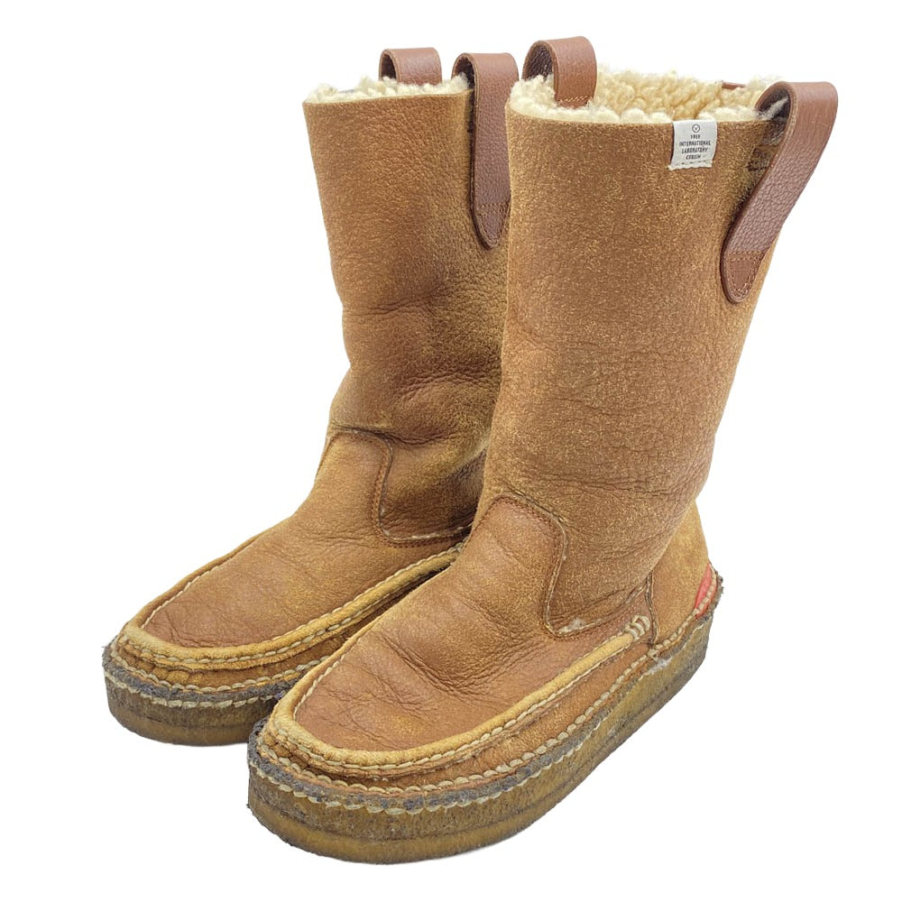 VISVIM ビズビム V10001404-04 GRIDWOOD MOC TOE-FOLK グリッドウッド モックトゥ ムートン レザー ブーツ ブラウン系 ベージュ系【中古】