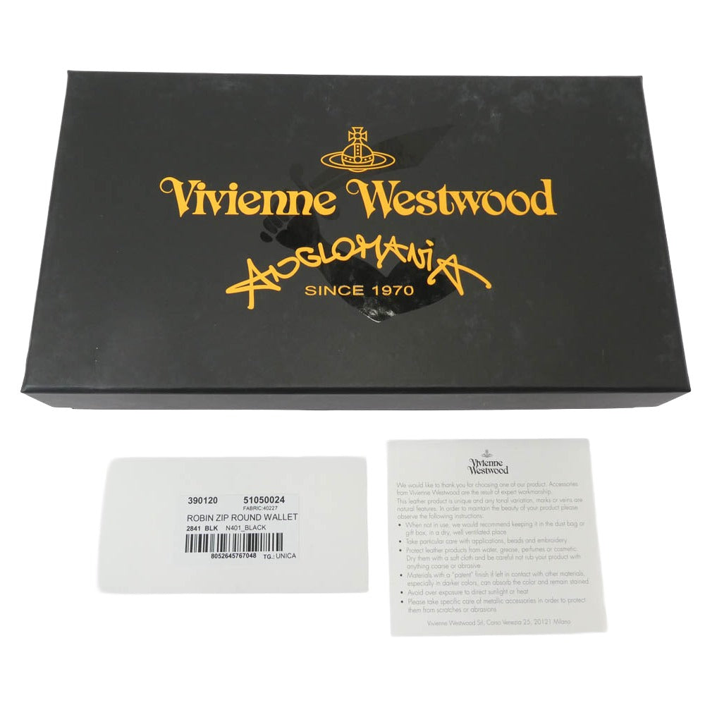 Vivienne Westwood ヴィヴィアンウエストウッド Anglomania アングロマニア ROBIN ZIP RAUND WALLET ロビン ラウンドジップ レザー ウォレット 財布 ブラック系【極上美品】【中古】