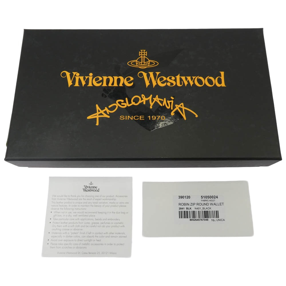 Vivienne Westwood ヴィヴィアンウエストウッド Anglomania アングロマニア ROBIN ZIP RAUND WALLET ロビン ラウンドジップ レザー ウォレット 財布 ブラック系【極上美品】【中古】
