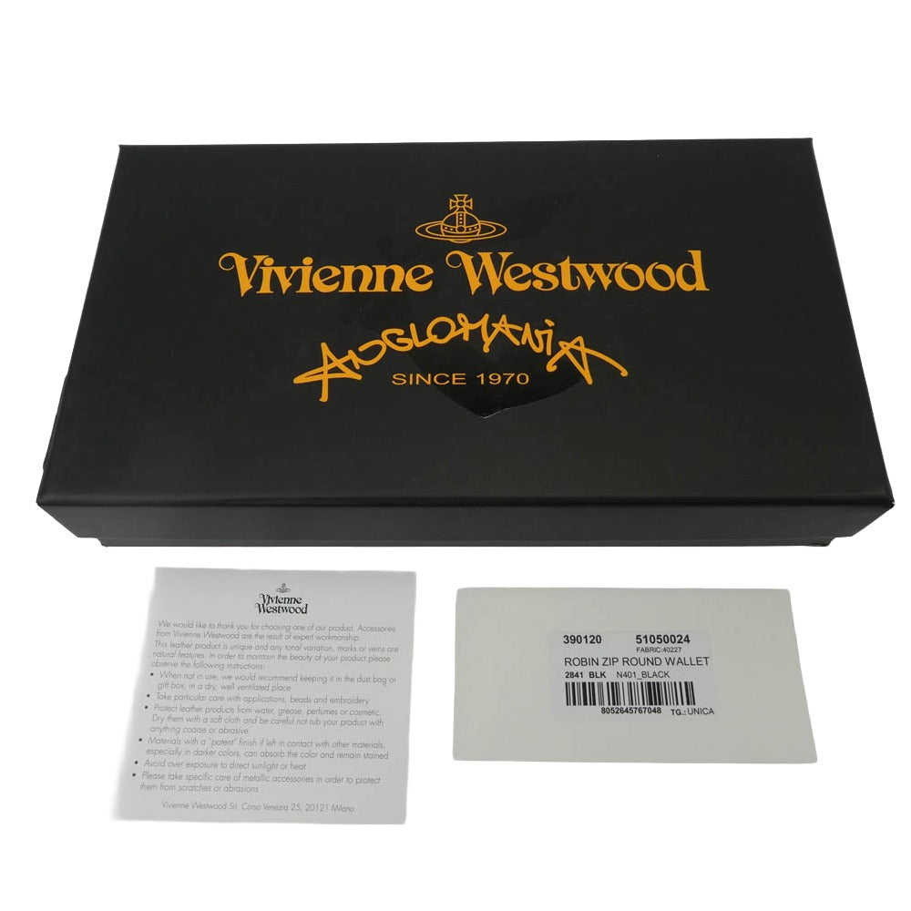 Vivienne Westwood ヴィヴィアンウエストウッド 51050024 Anglomania アングロマニア ROBIN ZIP RAUND WALLET ロビン ラウンドジップ レザー ウォレット 財布 ブラック系【極上美品】【中古】