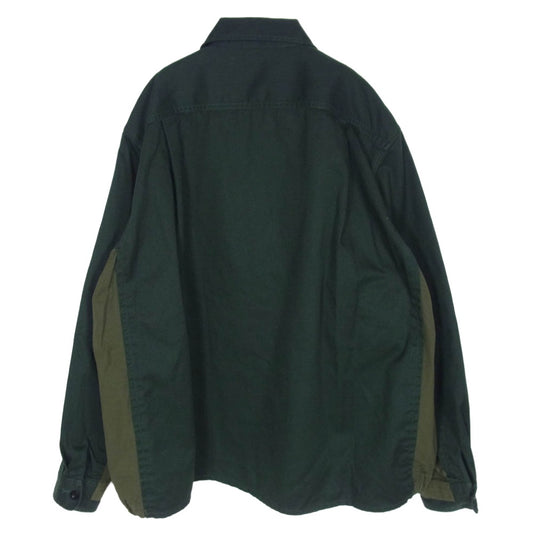 Sacai サカイ 21AW 21-02651M Grosgrain Shirt グロスグレイン 再構築 切替 シャツ ジャケット モスグリーン系 4【中古】