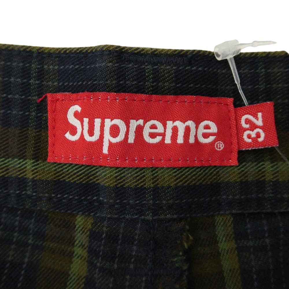 Supreme シュプリーム 23SS Work Pant navy plaid プレイドチェック ワークパンツ ネイビー系 ブラウン系 32【極上美品】【中古】
