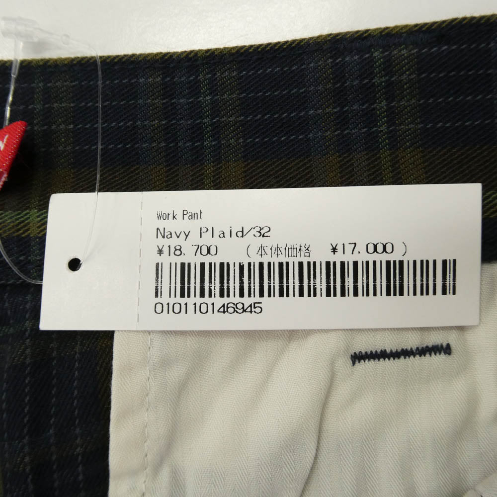 Supreme シュプリーム 23SS Work Pant navy plaid プレイドチェック ワークパンツ ネイビー系 ブラウン系 32【極上美品】【中古】