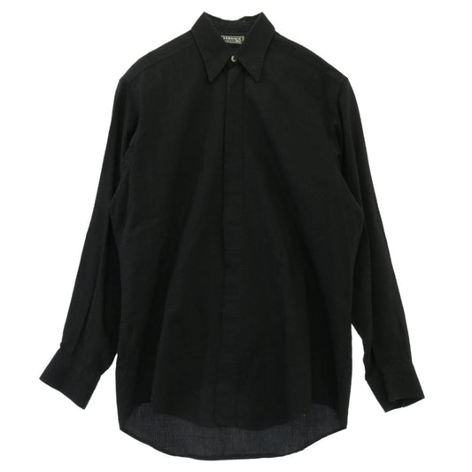 VERSACE ヴェルサーチ classic v2 比翼 ジャガード 総柄 長袖 シャツ ブラック系 37【中古】