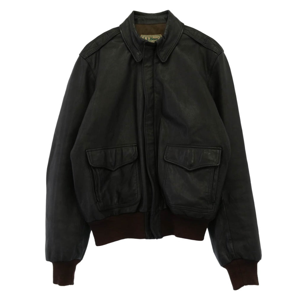 L.L.Bean エルエルビーン Vintage ヴィンテージ A-2 LEATHER FLIGHT JACKET USA製 80s レザー ジャケット ブルゾン ダークブラウン系 44【中古】