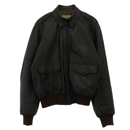 L.L.Bean エルエルビーン Vintage ヴィンテージ A-2 LEATHER FLIGHT JACKET USA製 80s レザー ジャケット ブルゾン ダークブラウン系 44【中古】